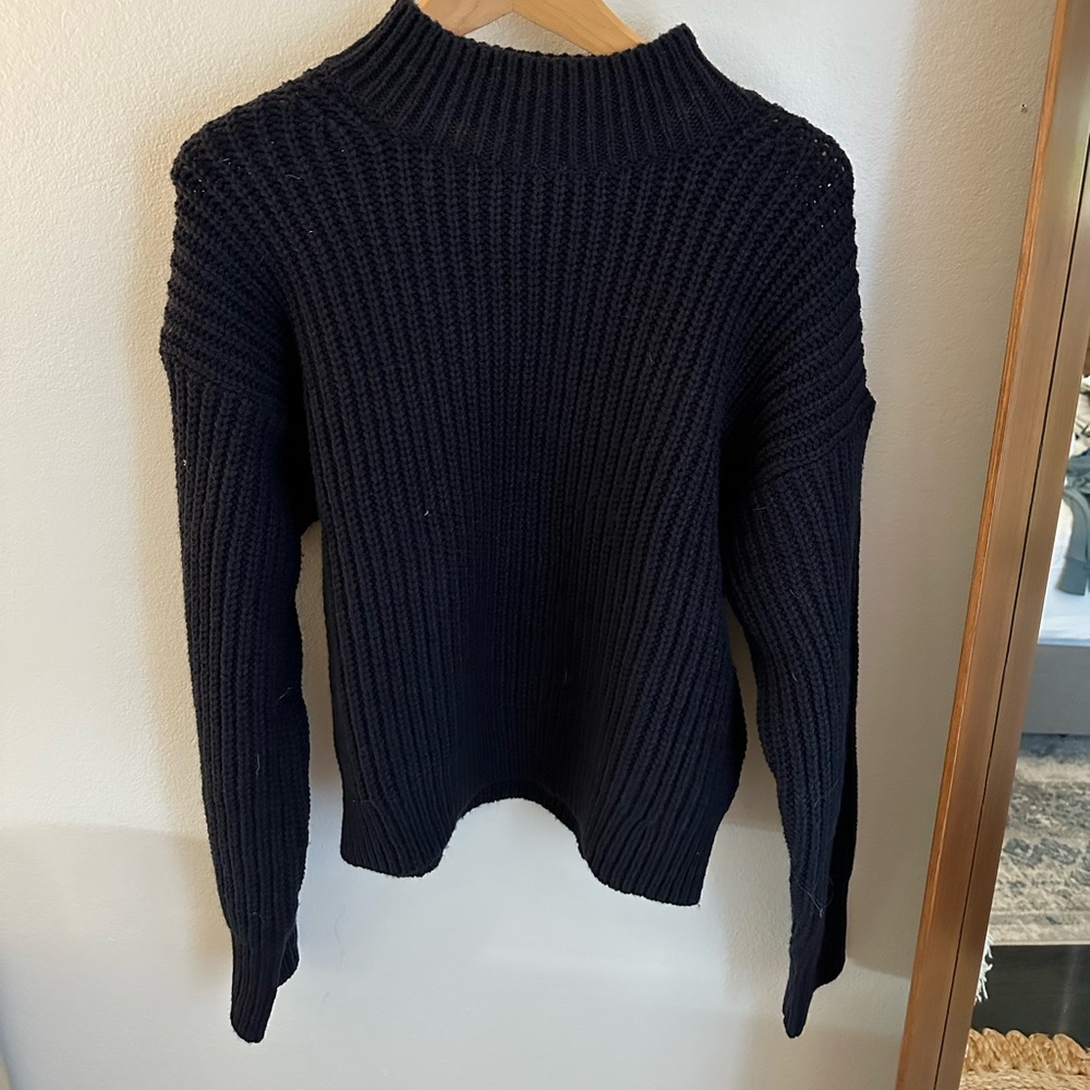Navy Uniqlo Mock Neck Sweater